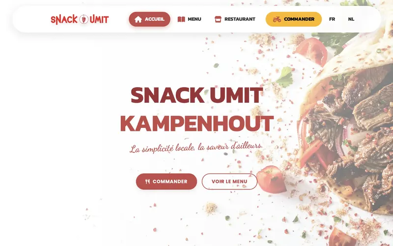 Page d'accueil du site internet Snack Umit
